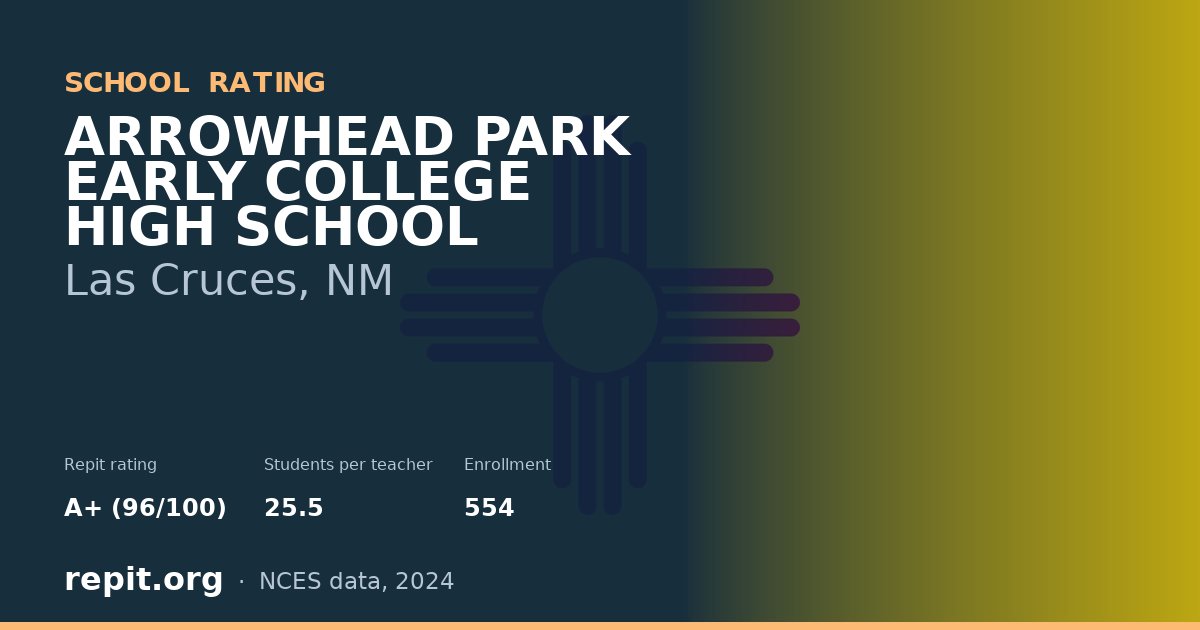 ARROWHEAD PARK EARLY COLLEGE HIGH SCHOOL, Las Cruces, NM — Repit school rating A+ (96/100)