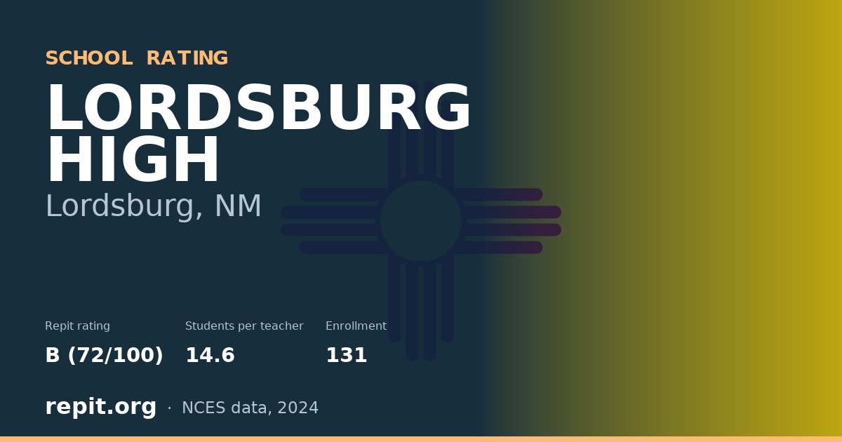 LORDSBURG HIGH, Lordsburg, NM — Repit school rating B (72/100)