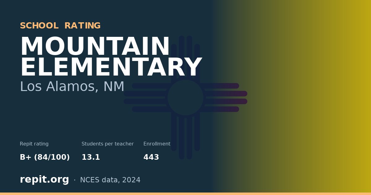MOUNTAIN ELEMENTARY, Los Alamos, NM — Repit school rating B+ (84/100)