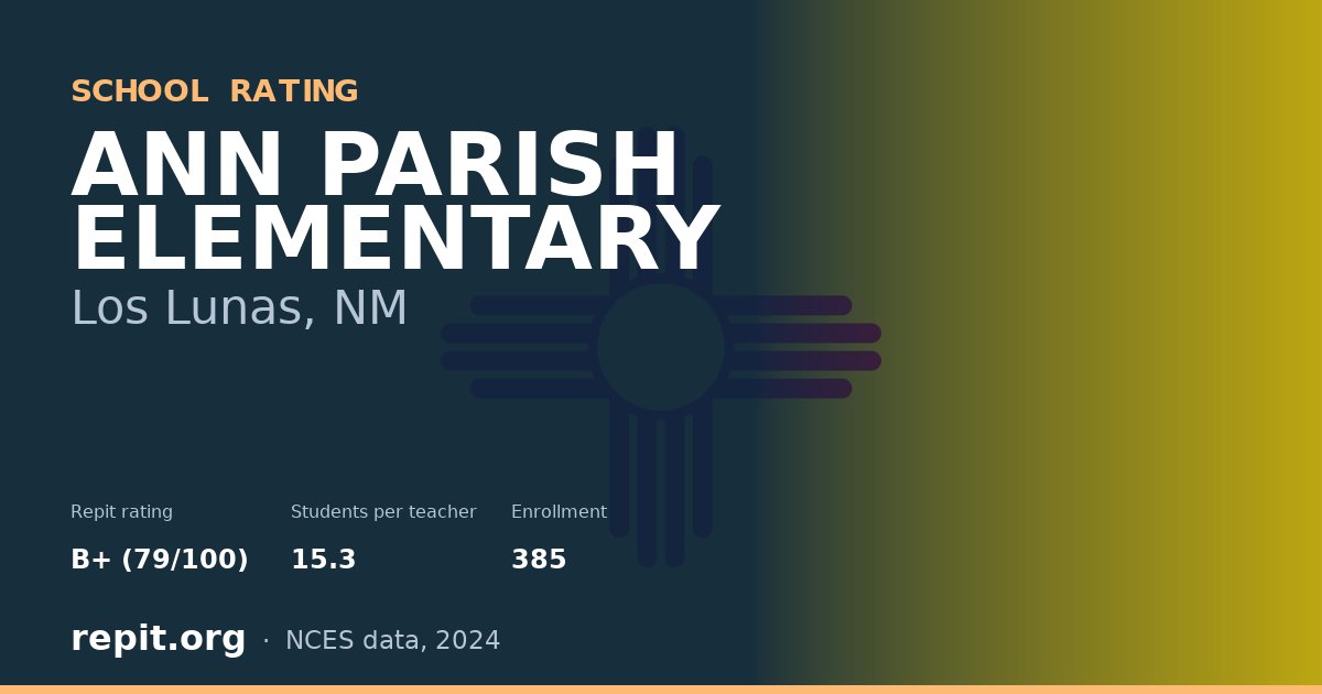 ANN PARISH ELEMENTARY, Los Lunas, NM — Repit school rating B+ (79/100)