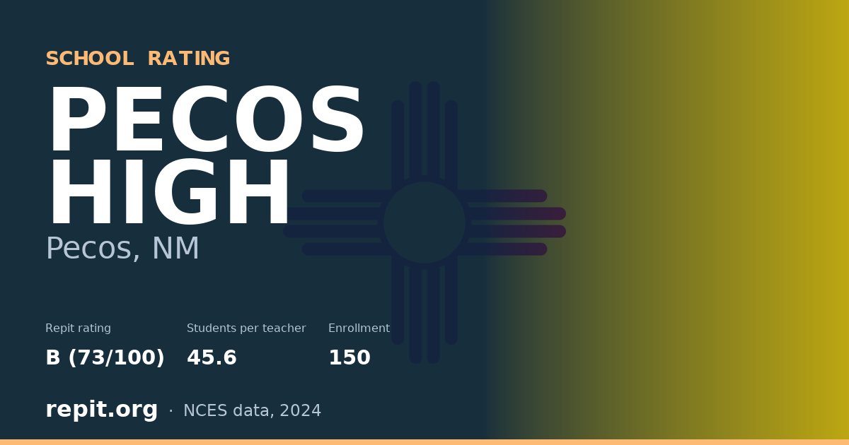 PECOS HIGH, Pecos, NM — Repit school rating B (73/100)