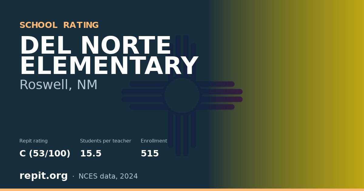 DEL NORTE ELEMENTARY, Roswell, NM — Repit school rating C (53/100)