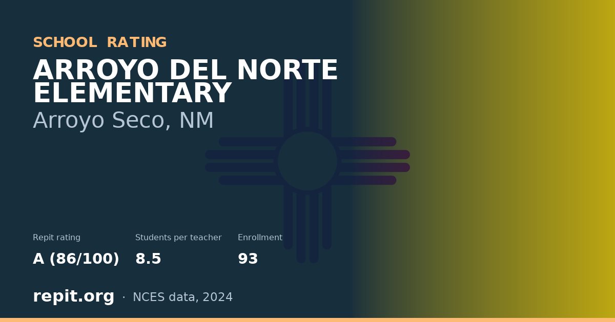 ARROYO DEL NORTE ELEMENTARY, Arroyo Seco, NM — Repit school rating A (86/100)