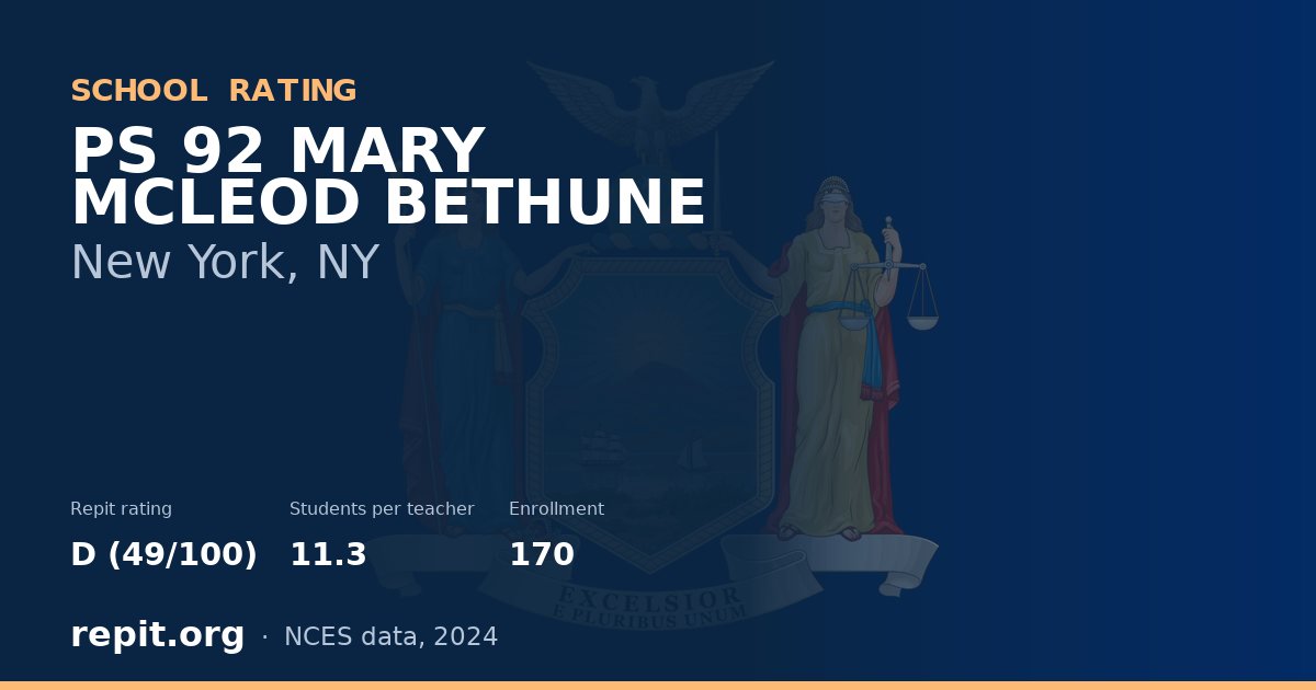 PS 92 MARY MCLEOD BETHUNE, New York, NY — Repit school rating D (49/100)