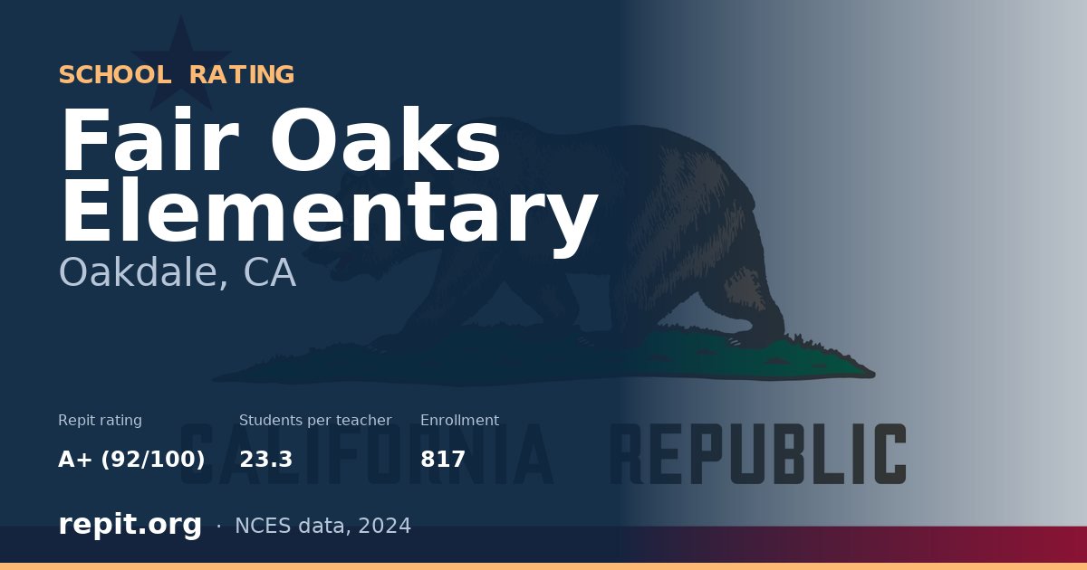 Fair Oaks Elementary, Oakdale, CA — Repit school rating A+ (92/100)