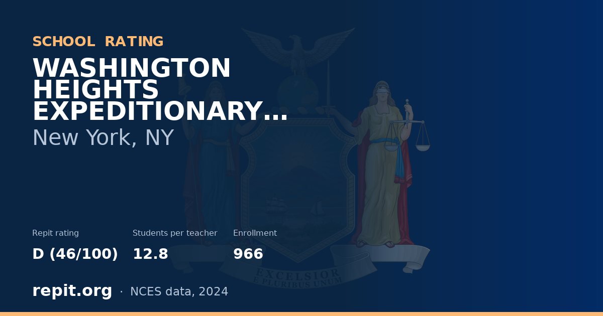 WASHINGTON HEIGHTS EXPEDITIONARY LEARNING SCHOOL, New York, NY — Repit school rating D (46/100)