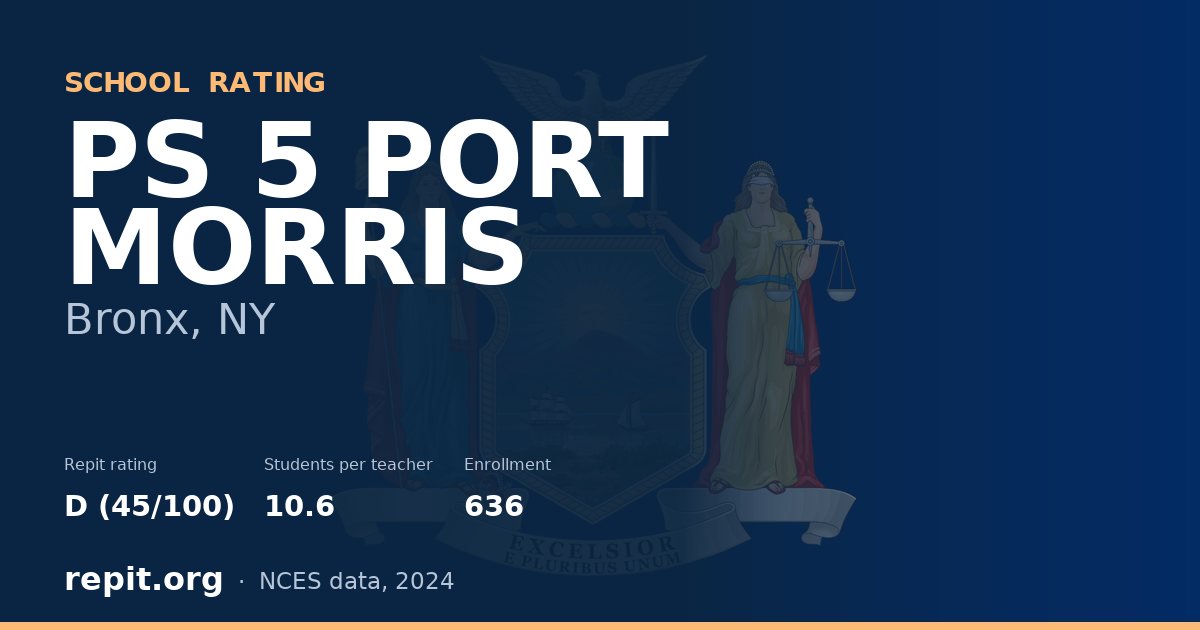 PS 5 PORT MORRIS, Bronx, NY — Repit school rating D (45/100)