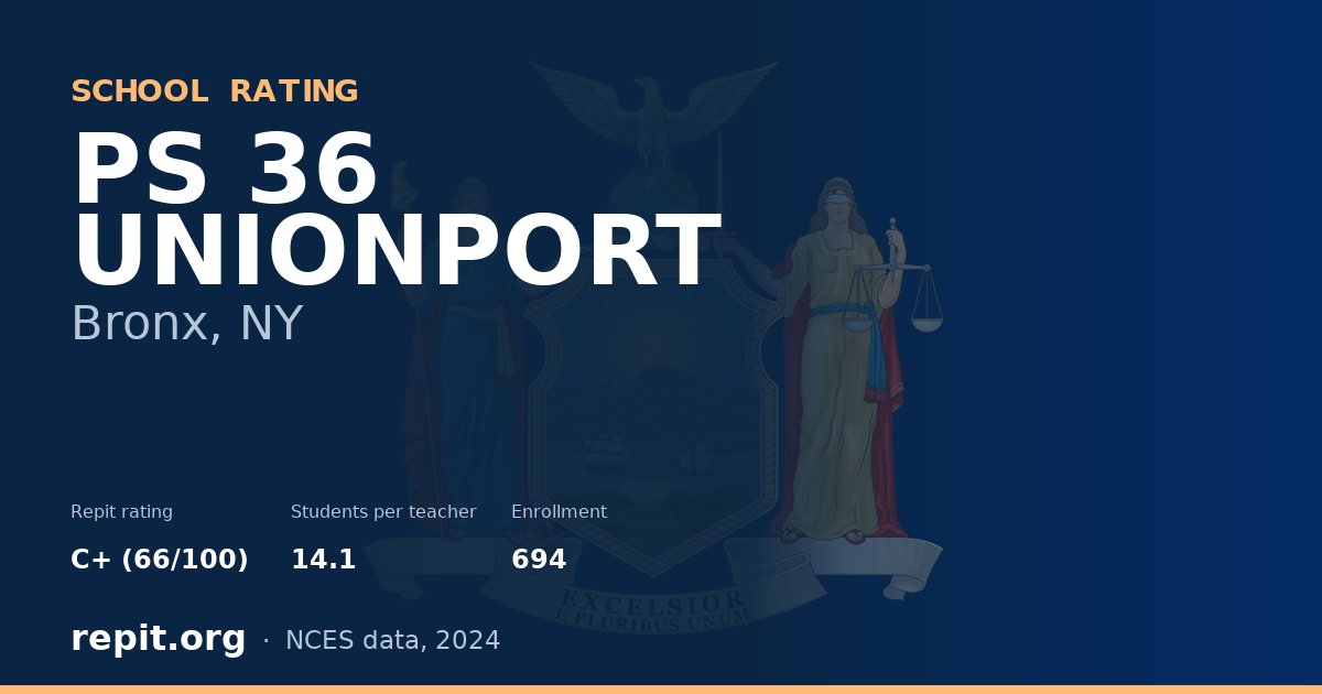 PS 36 UNIONPORT, Bronx, NY — Repit school rating C+ (66/100)