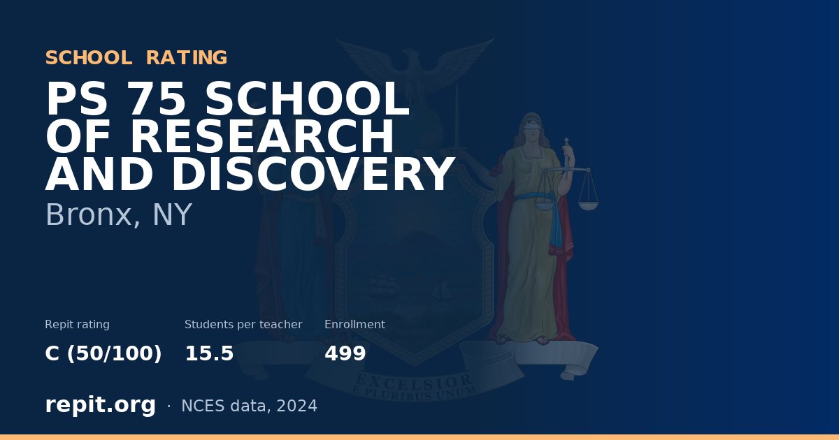 PS 75 SCHOOL OF RESEARCH AND DISCOVERY, Bronx, NY — Repit school rating C (50/100)