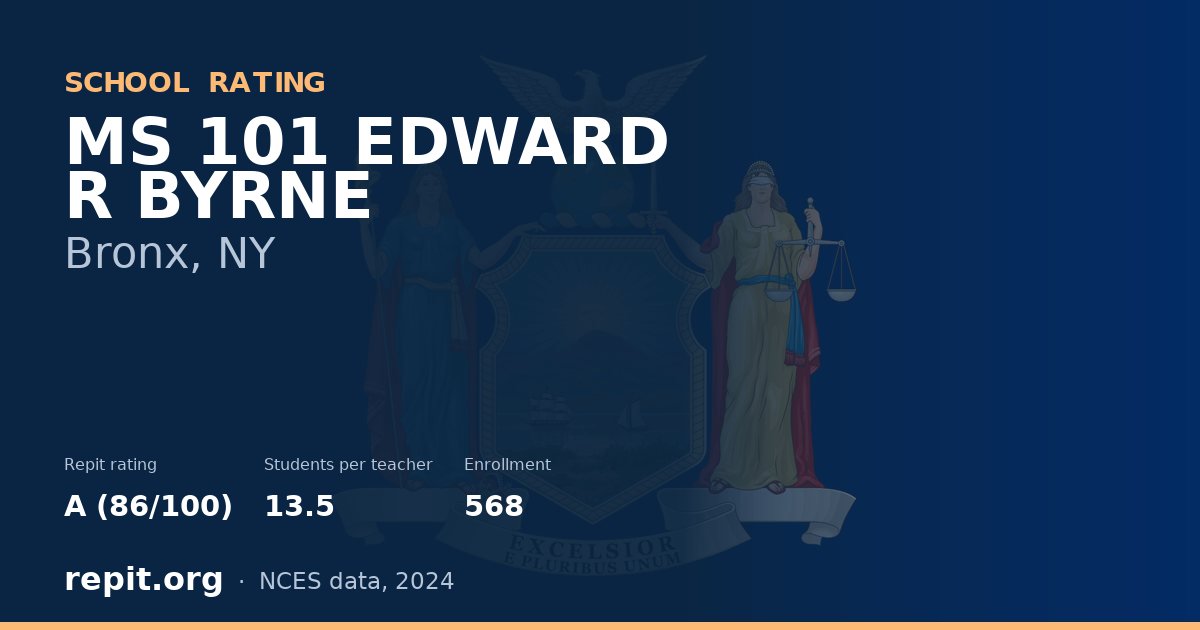 MS 101 EDWARD R BYRNE, Bronx, NY — Repit school rating A (86/100)