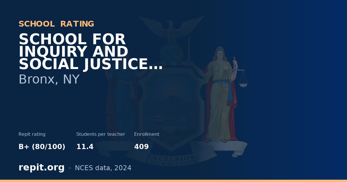 SCHOOL FOR INQUIRY AND SOCIAL JUSTICE (THE), Bronx, NY — Repit school rating B+ (80/100)
