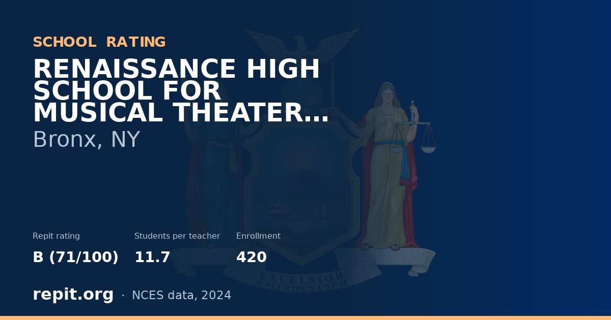 RENAISSANCE HIGH SCHOOL FOR MUSICAL THEATER AND THE ARTS, Bronx, NY — Repit school rating B (71/100)