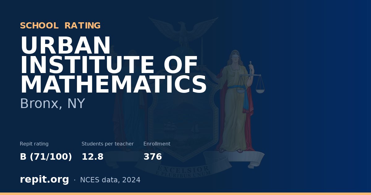 URBAN INSTITUTE OF MATHEMATICS, Bronx, NY — Repit school rating B (71/100)