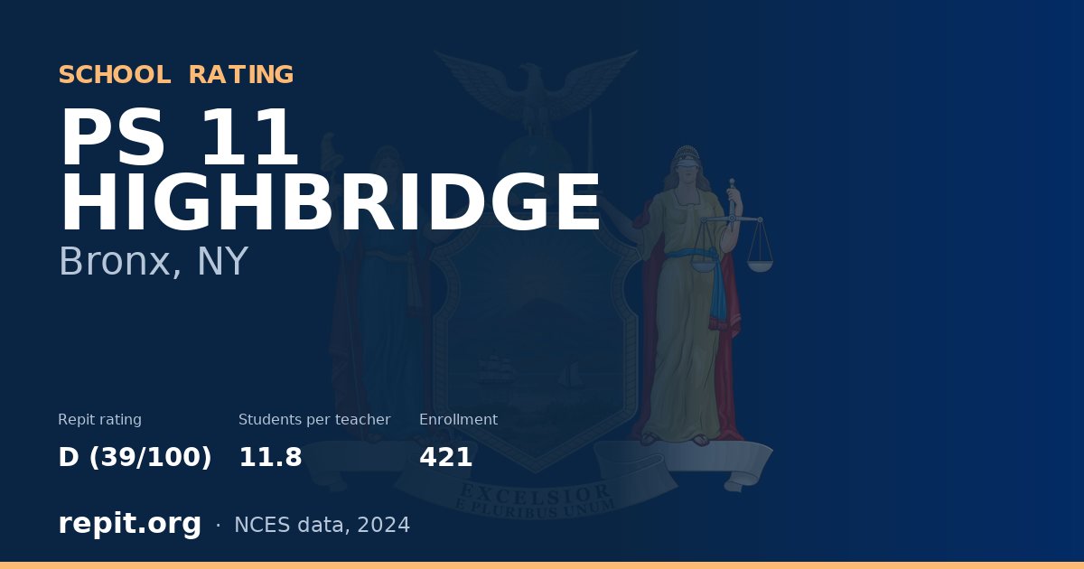 PS 11 HIGHBRIDGE, Bronx, NY — Repit school rating D (39/100)