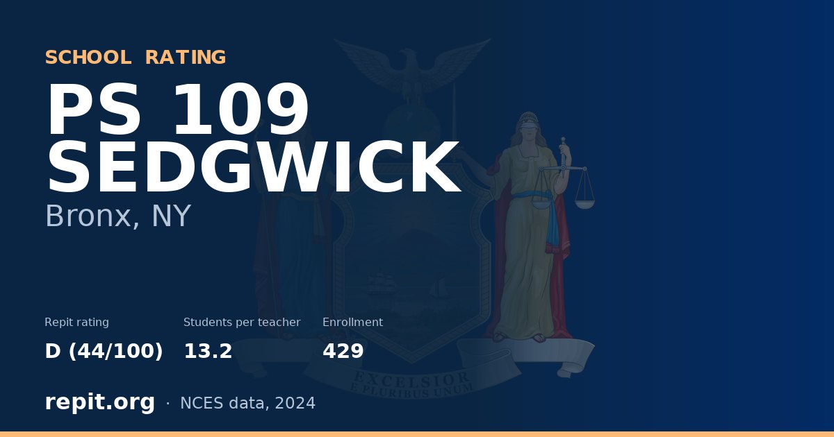 PS 109 SEDGWICK, Bronx, NY — Repit school rating D (44/100)