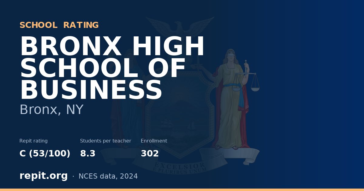BRONX HIGH SCHOOL OF BUSINESS, Bronx, NY — Repit school rating C (53/100)