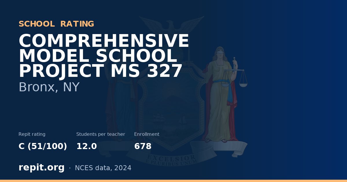 COMPREHENSIVE MODEL SCHOOL PROJECT MS 327, Bronx, NY — Repit school rating C (51/100)