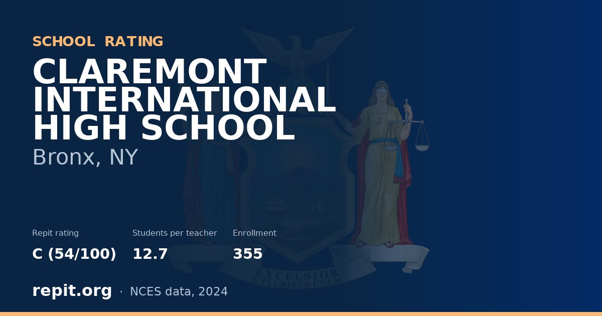 CLAREMONT INTERNATIONAL HIGH SCHOOL, Bronx, NY — Repit school rating C (54/100)