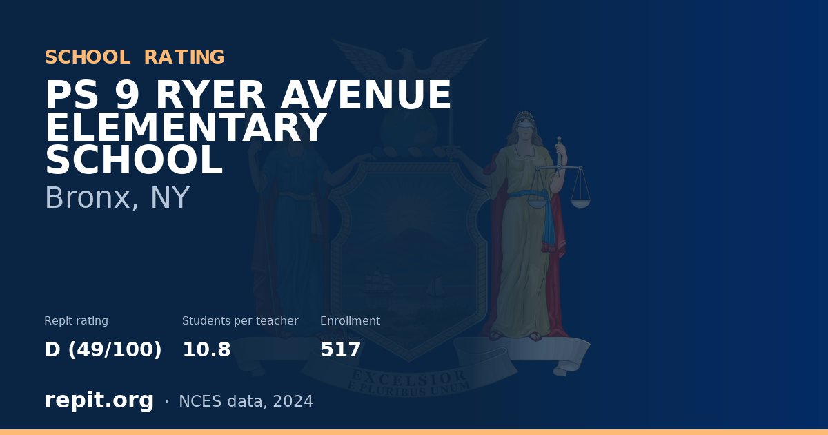 PS 9 RYER AVENUE ELEMENTARY SCHOOL, Bronx, NY — Repit school rating D (49/100)