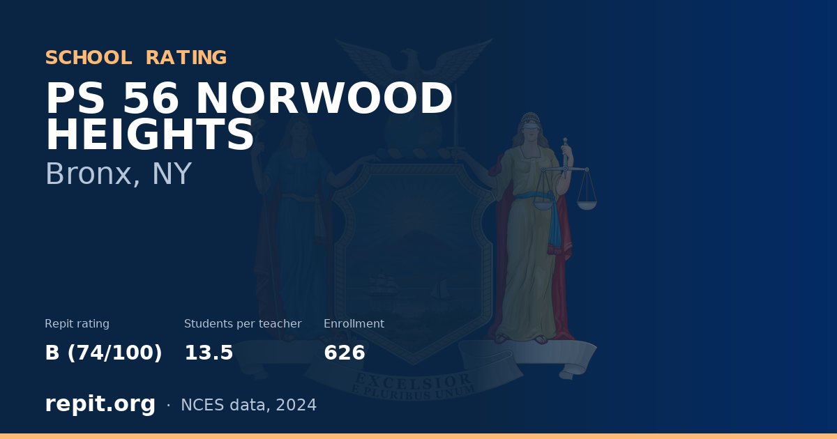 PS 56 NORWOOD HEIGHTS, Bronx, NY — Repit school rating B (74/100)