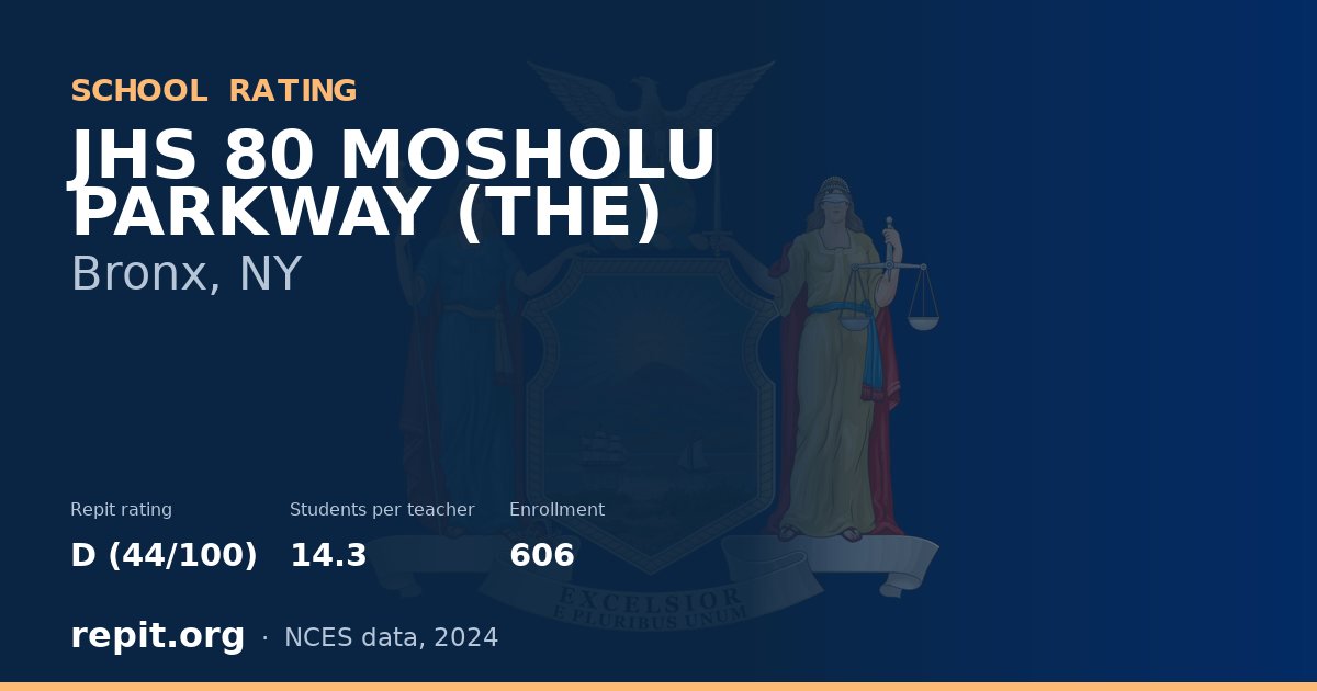 JHS 80 MOSHOLU PARKWAY (THE), Bronx, NY — Repit school rating D (44/100)