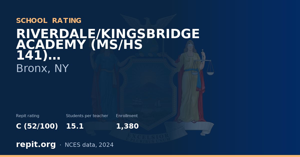 RIVERDALE/KINGSBRIDGE ACADEMY (MS/HS 141), Bronx, NY — Repit school rating C (52/100)