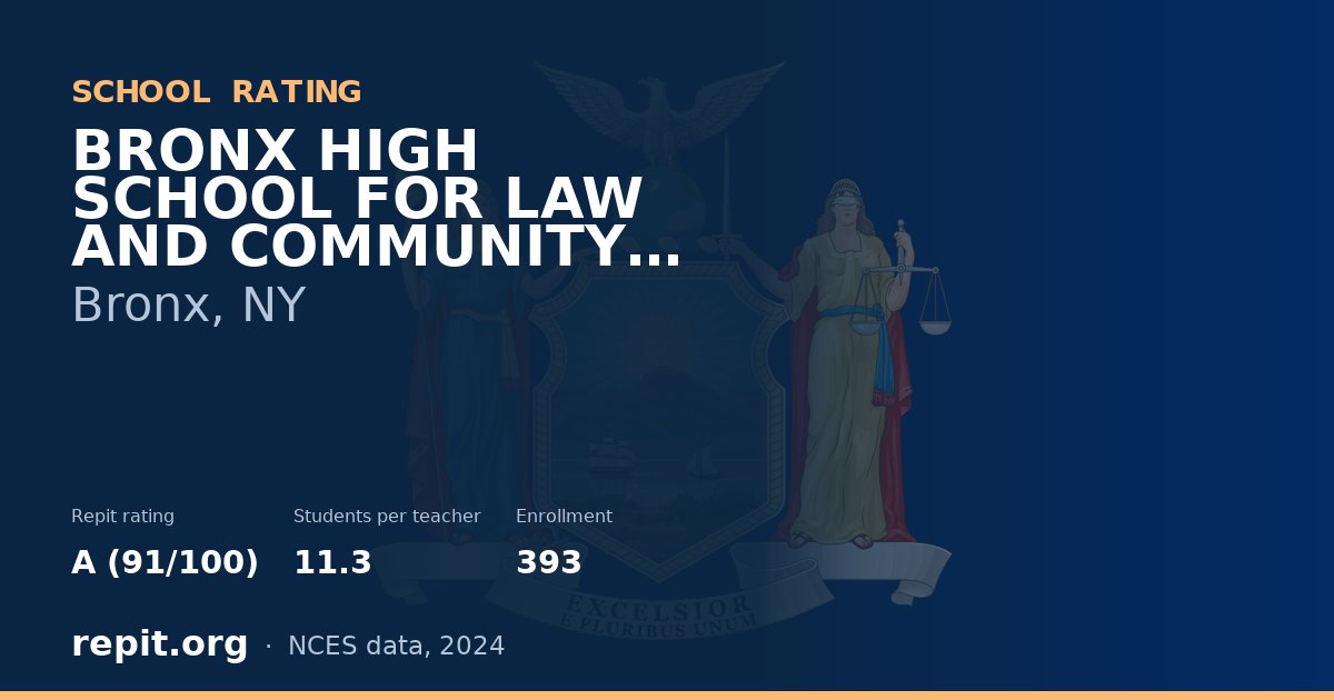 BRONX HIGH SCHOOL FOR LAW AND COMMUNITY SERVICE, Bronx, NY — Repit school rating A (91/100)