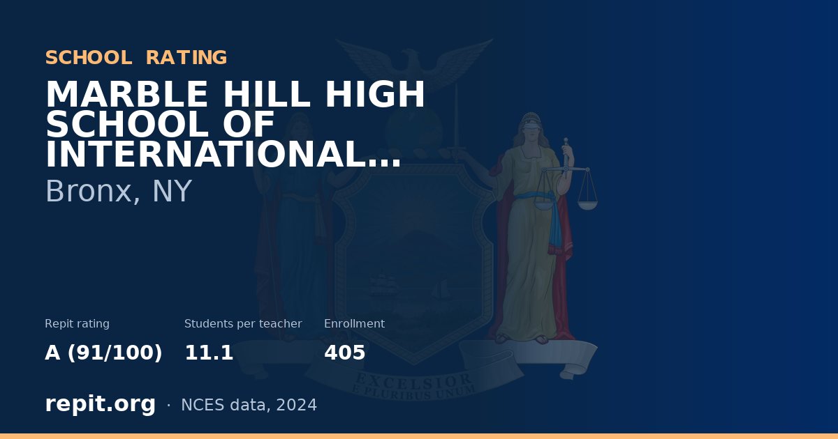 MARBLE HILL HIGH SCHOOL OF INTERNATIONAL STUDIES, Bronx, NY — Repit school rating A (91/100)