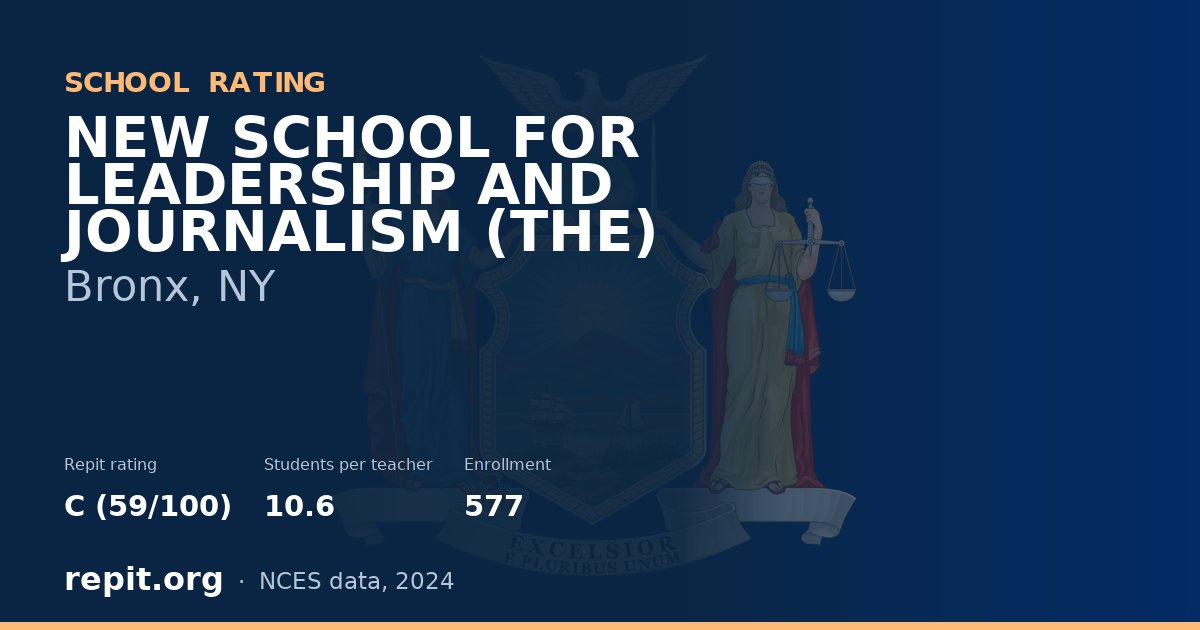 NEW SCHOOL FOR LEADERSHIP AND JOURNALISM (THE), Bronx, NY — Repit school rating C (59/100)