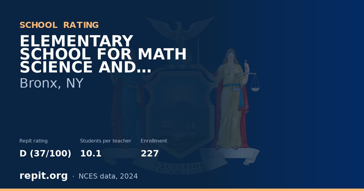 ELEMENTARY SCHOOL FOR MATH SCIENCE AND TECHNOLOGY, Bronx, NY — Repit school rating D (37/100)