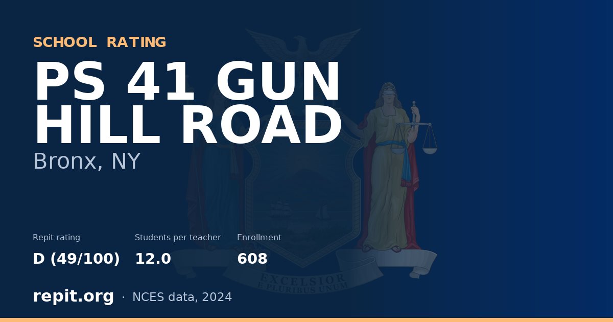 PS 41 GUN HILL ROAD, Bronx, NY — Repit school rating D (49/100)