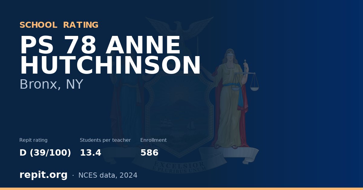 PS 78 ANNE HUTCHINSON, Bronx, NY — Repit school rating D (39/100)