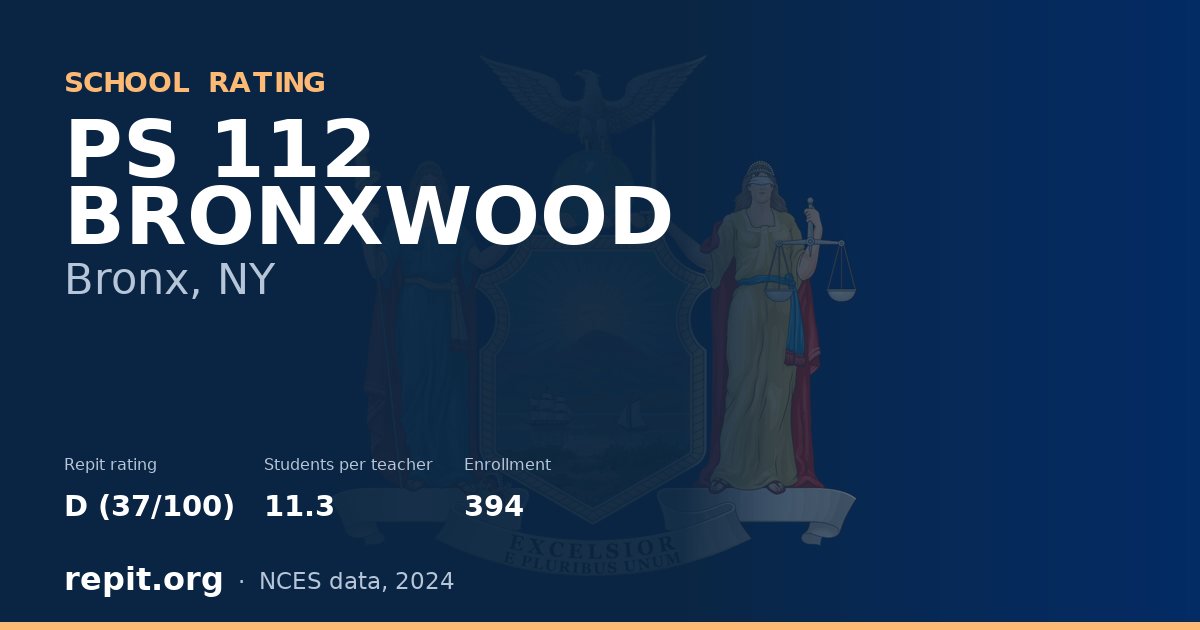 PS 112 BRONXWOOD, Bronx, NY — Repit school rating D (37/100)