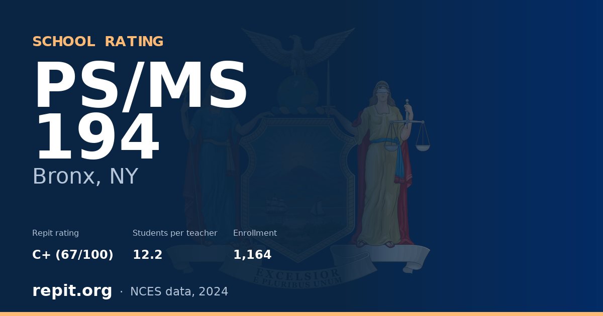 PS/MS 194, Bronx, NY — Repit school rating C+ (67/100)