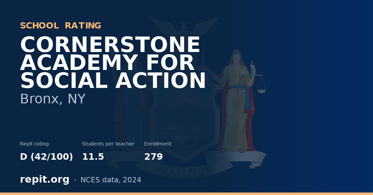 CORNERSTONE ACADEMY FOR SOCIAL ACTION, Bronx, NY — Repit school rating D (42/100)