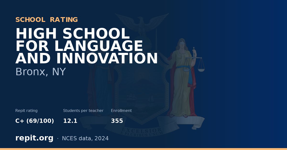 HIGH SCHOOL FOR LANGUAGE AND INNOVATION, Bronx, NY — Repit school rating C+ (69/100)