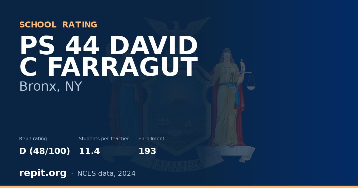 PS 44 DAVID C FARRAGUT, Bronx, NY — Repit school rating D (48/100)