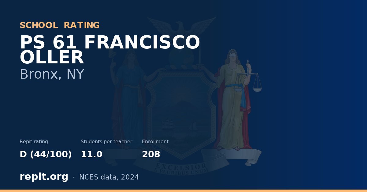 PS 61 FRANCISCO OLLER, Bronx, NY — Repit school rating D (44/100)