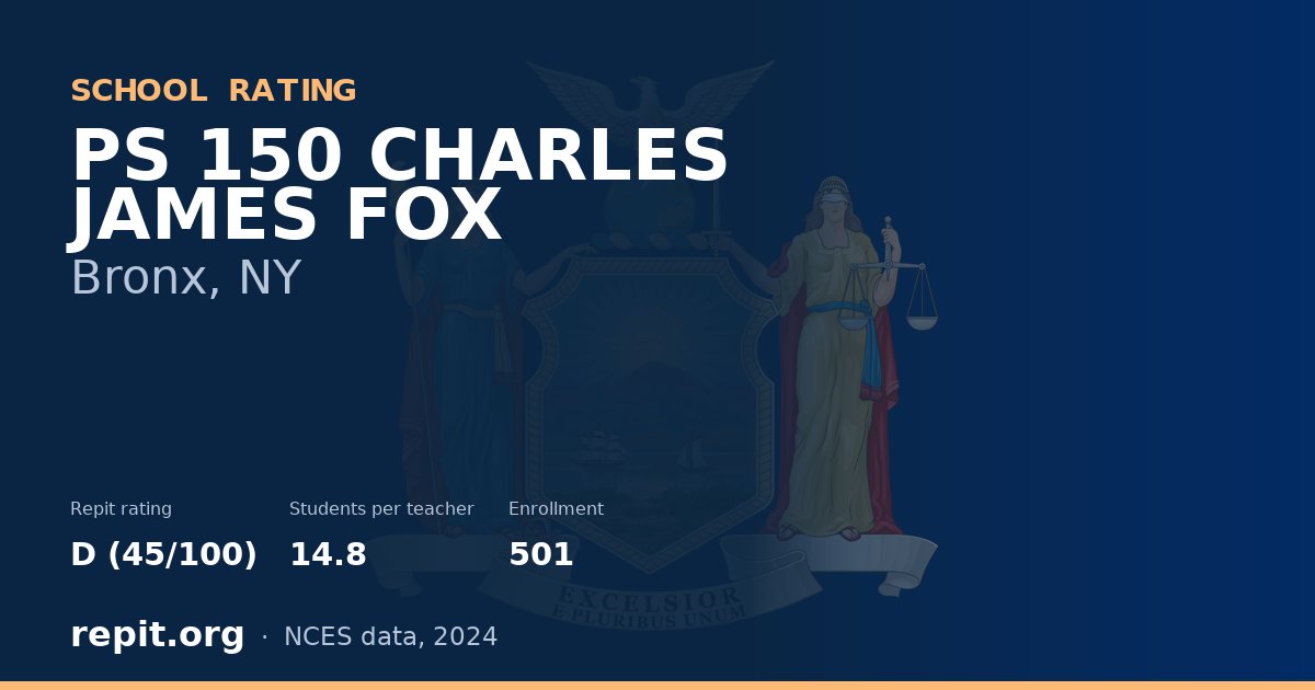PS 150 CHARLES JAMES FOX, Bronx, NY — Repit school rating D (45/100)