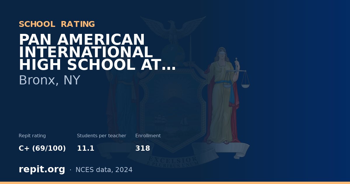 PAN AMERICAN INTERNATIONAL HIGH SCHOOL AT MONROE, Bronx, NY — Repit school rating C+ (69/100)