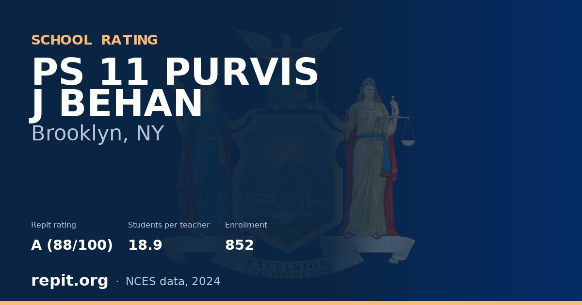 PS 11 PURVIS J BEHAN, Brooklyn, NY — Repit school rating A (88/100)