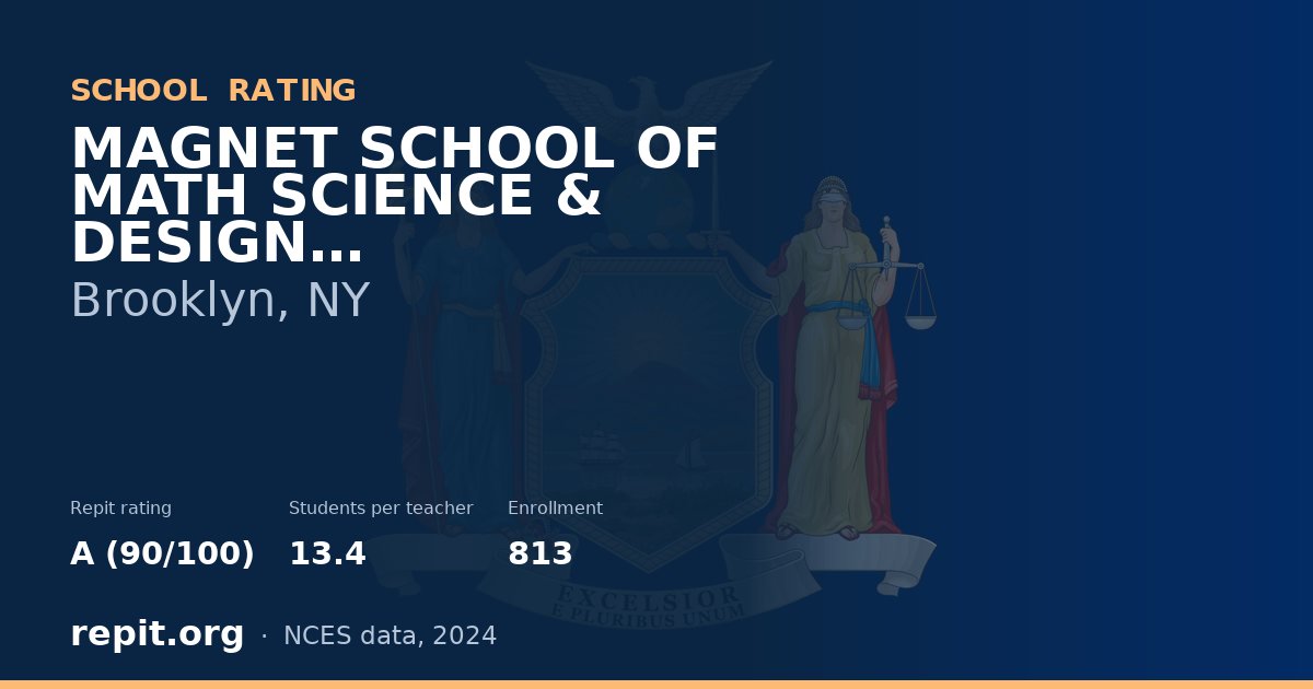 MAGNET SCHOOL OF MATH SCIENCE & DESIGN TECHNOLOGY, Brooklyn, NY — Repit school rating A (90/100)