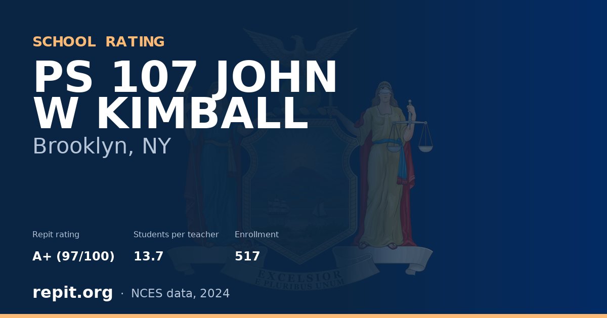 PS 107 JOHN W KIMBALL, Brooklyn, NY — Repit school rating A+ (97/100)