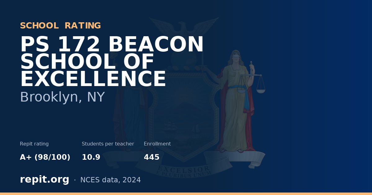 PS 172 BEACON SCHOOL OF EXCELLENCE, Brooklyn, NY — Repit school rating A+ (98/100)