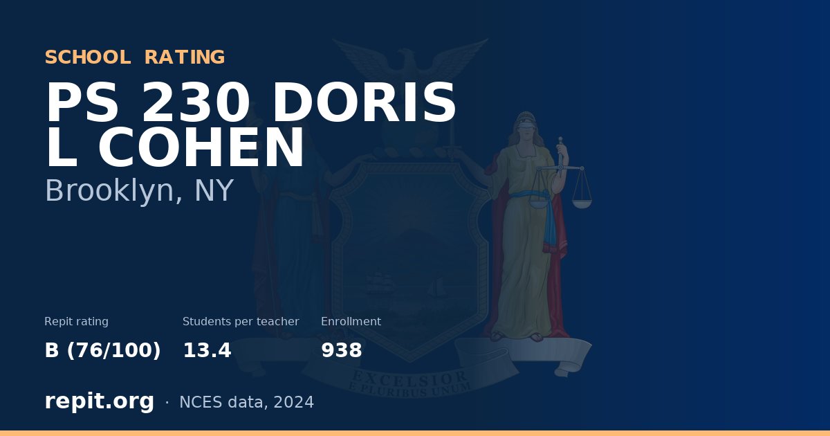 PS 230 DORIS L COHEN, Brooklyn, NY — Repit school rating B (76/100)
