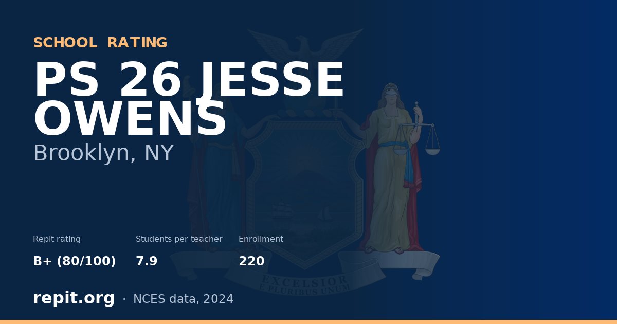 PS 26 JESSE OWENS, Brooklyn, NY — Repit school rating B+ (80/100)