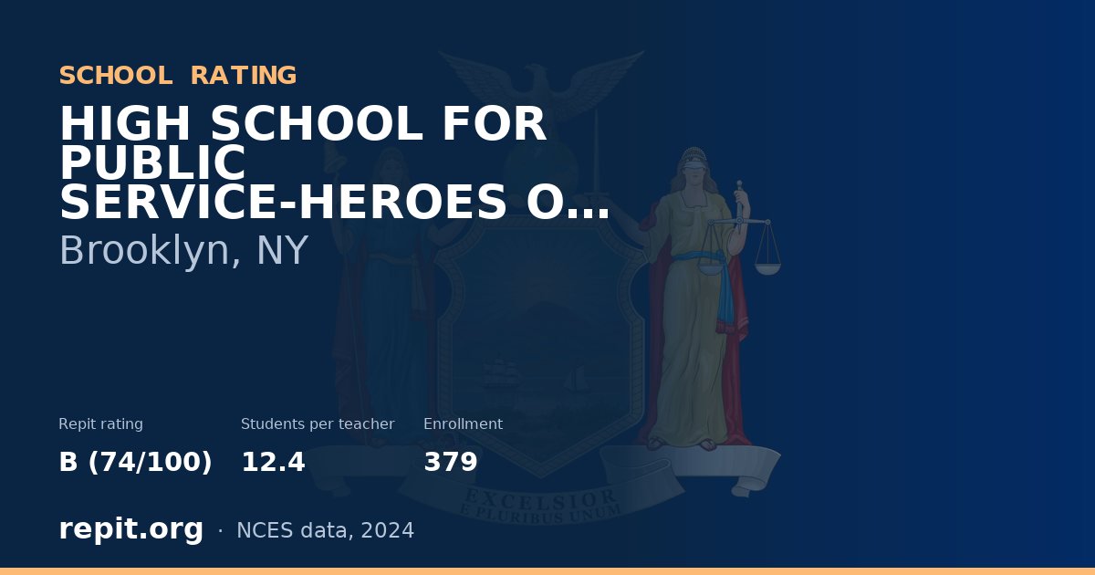 HIGH SCHOOL FOR PUBLIC SERVICE-HEROES OF TOMORROW, Brooklyn, NY — Repit school rating B (74/100)