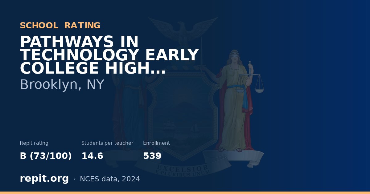 PATHWAYS IN TECHNOLOGY EARLY COLLEGE HIGH SCHOOL (P-TECH), Brooklyn, NY — Repit school rating B (73/100)