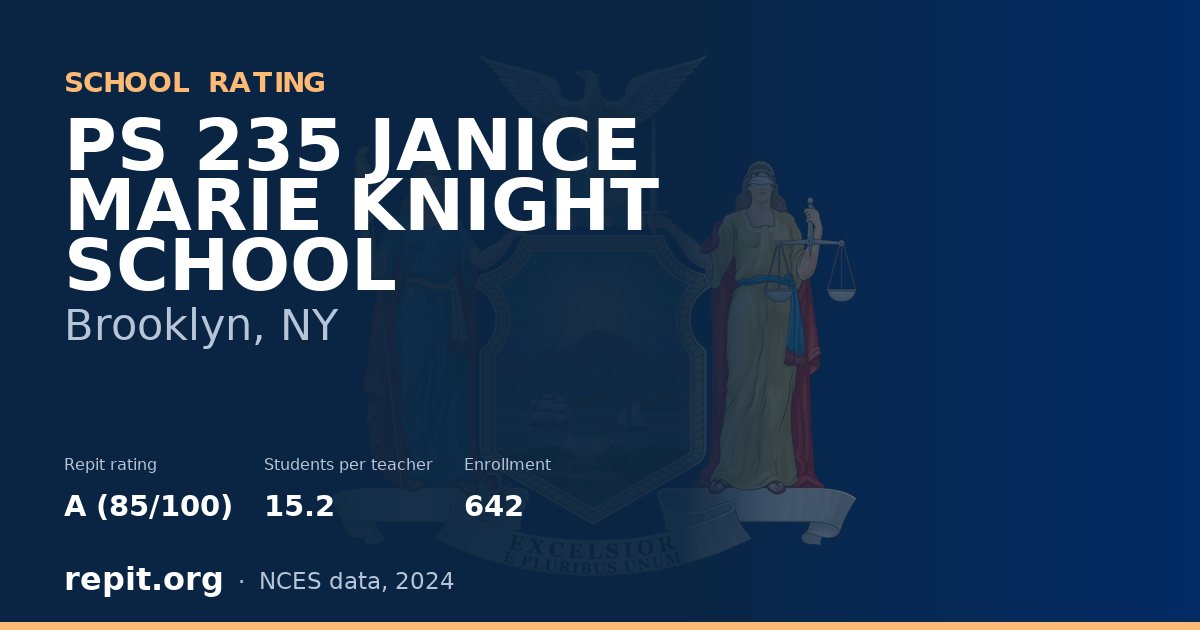 PS 235 JANICE MARIE KNIGHT SCHOOL, Brooklyn, NY — Repit school rating A (85/100)