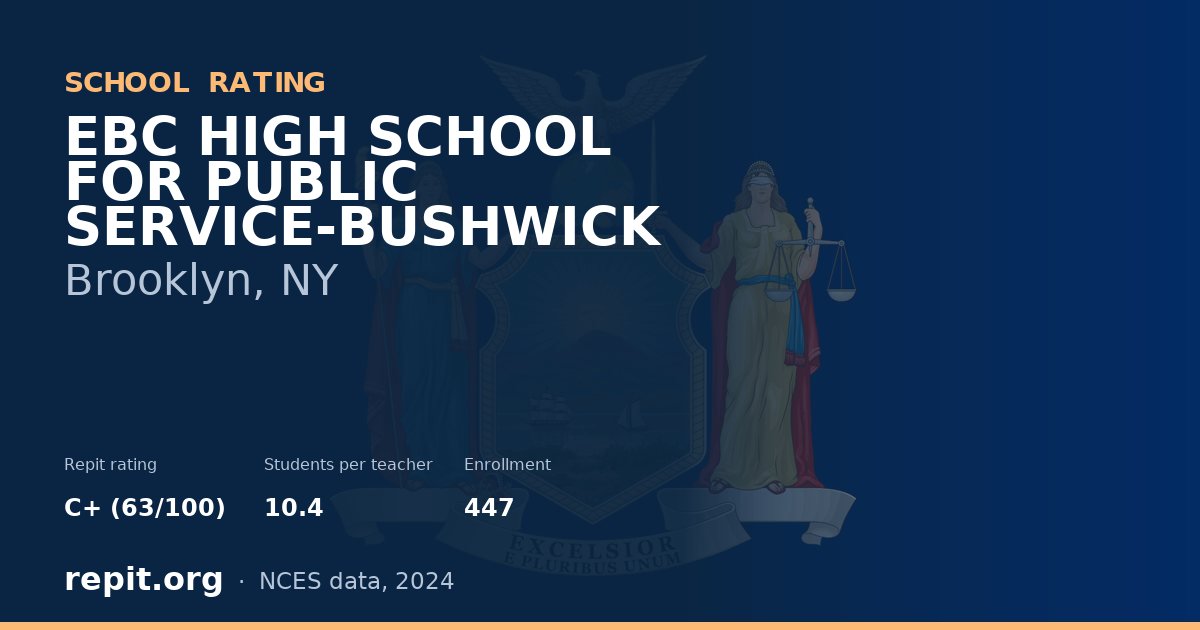EBC HIGH SCHOOL FOR PUBLIC SERVICE-BUSHWICK, Brooklyn, NY — Repit school rating C+ (63/100)